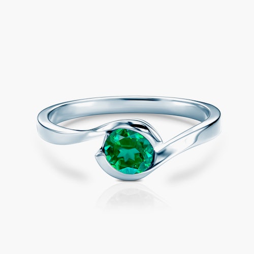 Pierścionek Secret Garden: białe złoto, szmaragd